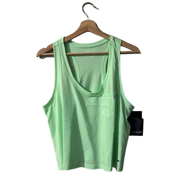 Cycle House by Marika Crop Muscle Pocket Tank Size XL Lime Green Ash GLY2960A - Picture 1 of 5